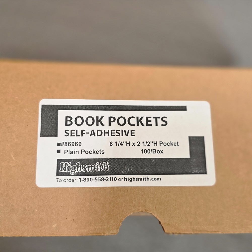 Highsmith Library book cards pockets, label protectors.
