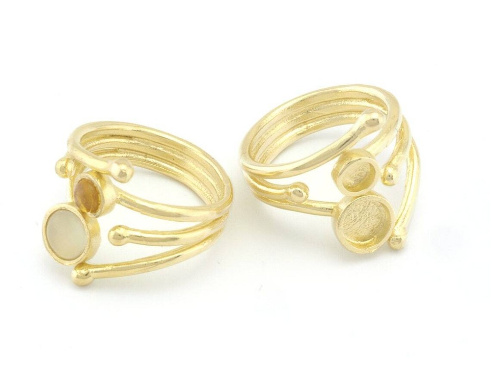 Ring Bezel Setting 4-6 mm Round Setting Raw Brass,Shiny silver-gold 7-9us 4787