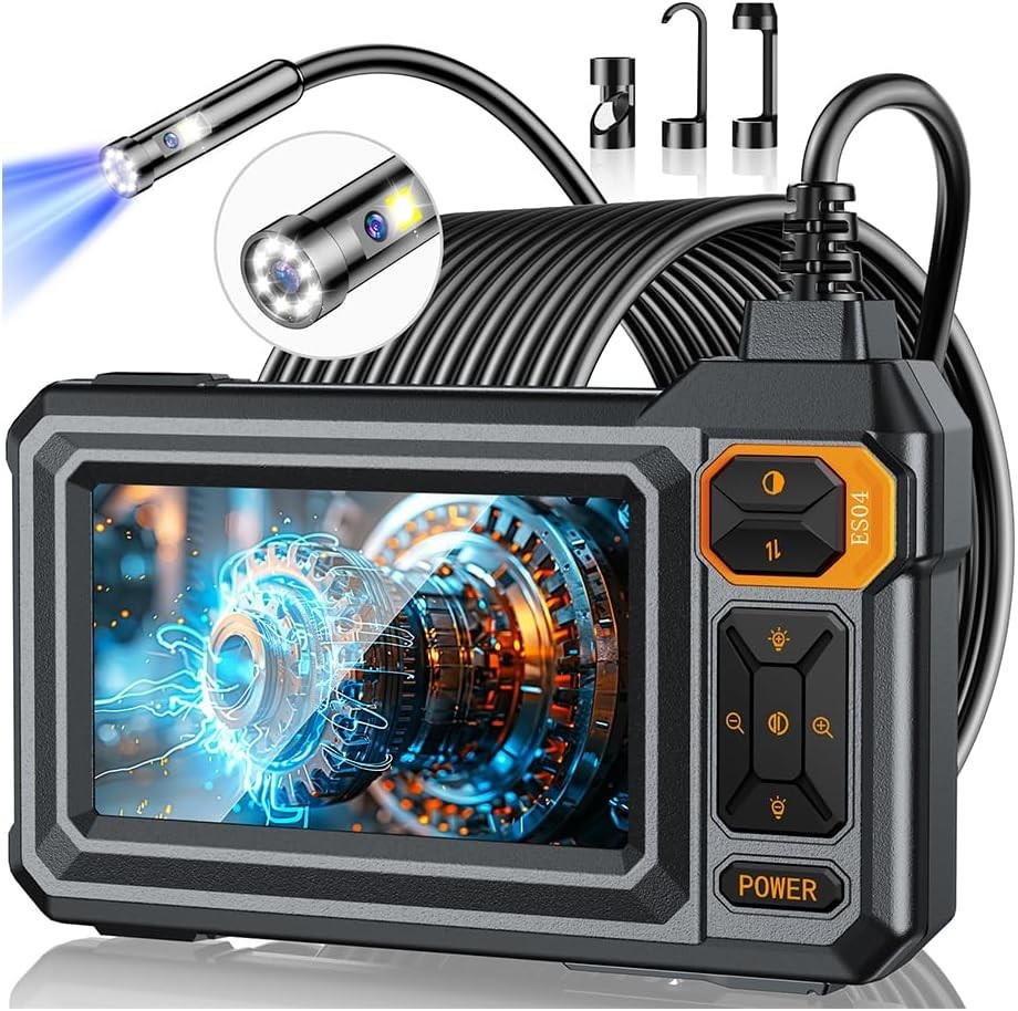 Dual Lens Borescope Camera, 4.3" HD IPS Screen