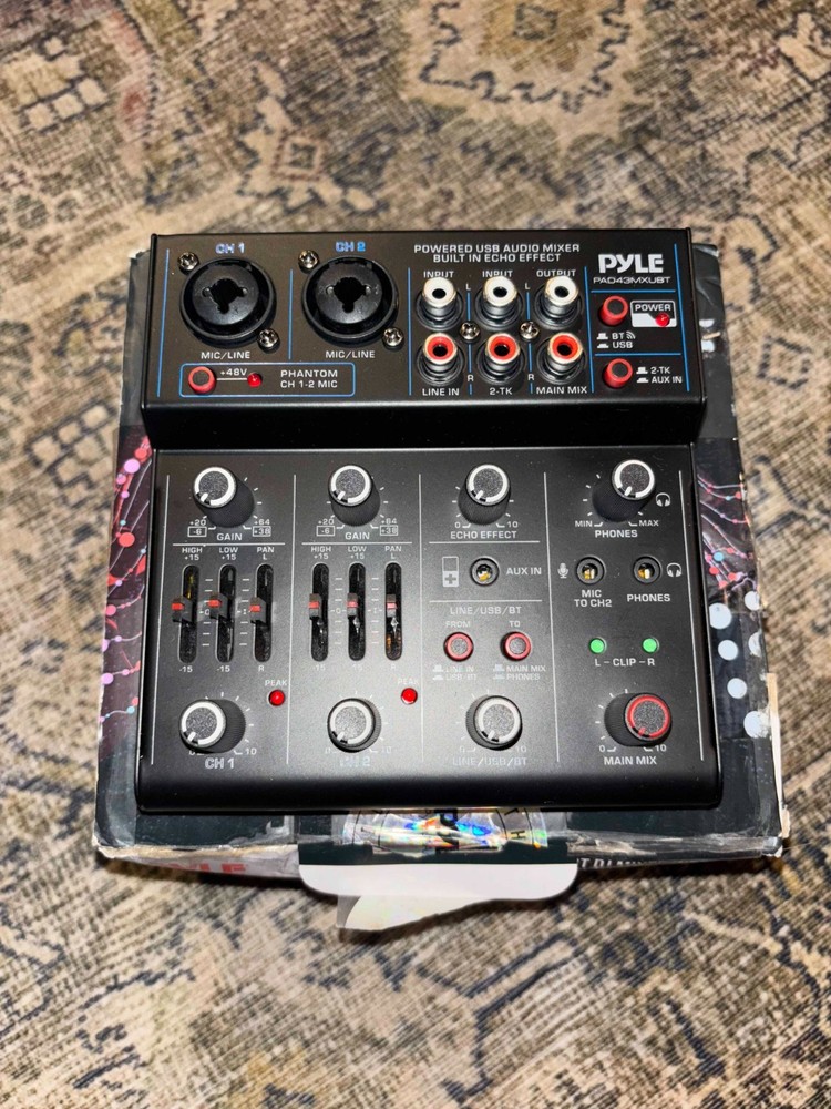 Pyle Professional Wireless DJ Audio Mixer - 4 Channel Bluetooth Controller