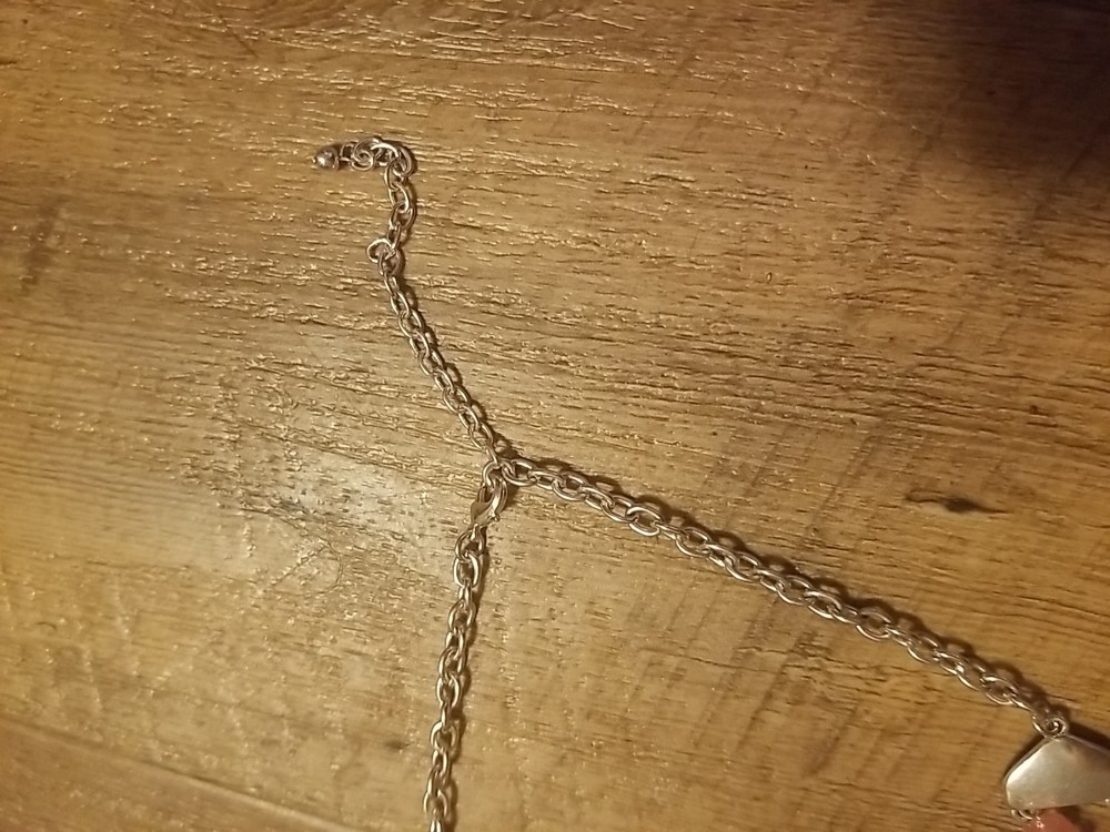 20" Silvertone Pink& Clear Bead Necklace