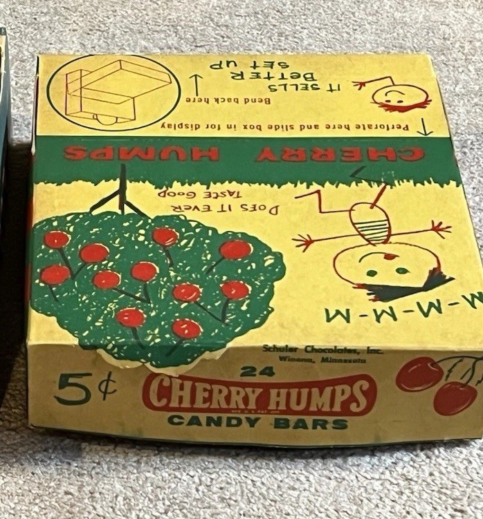 Vintage 5 Cent Cherry Humps Candy Bar General Store Display Box