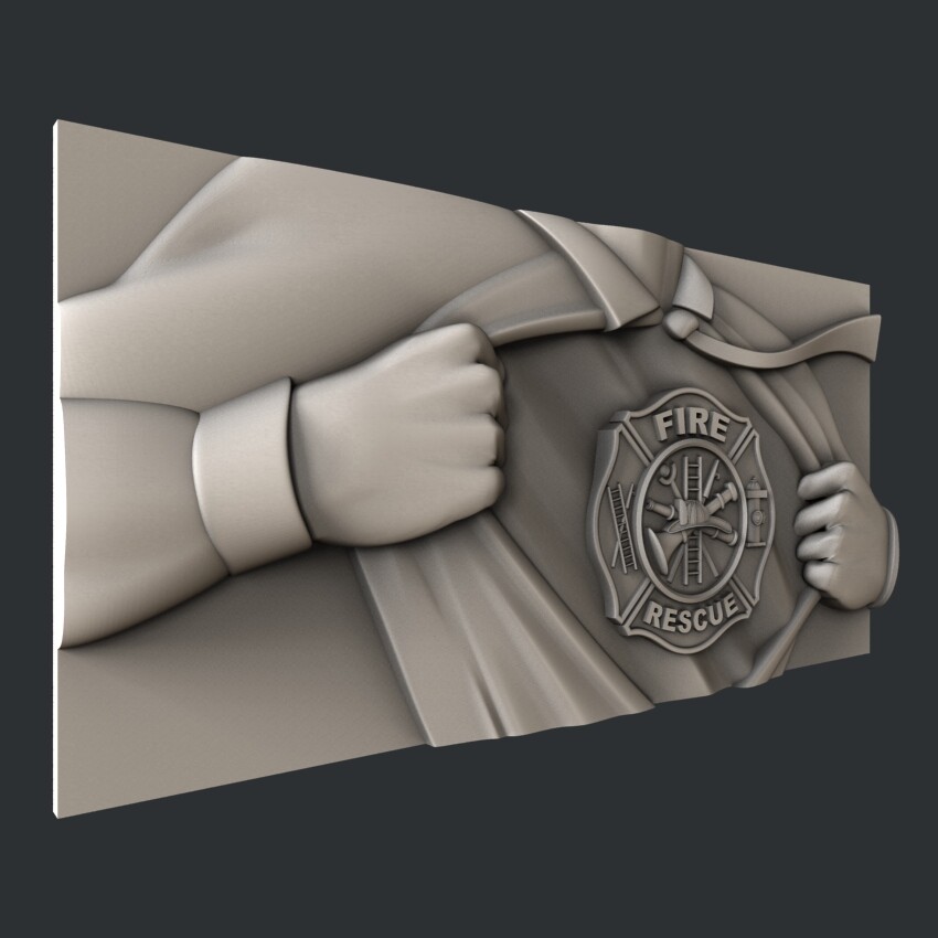 3d STL models for CNC, Artcam, Aspire, relief Firefighter