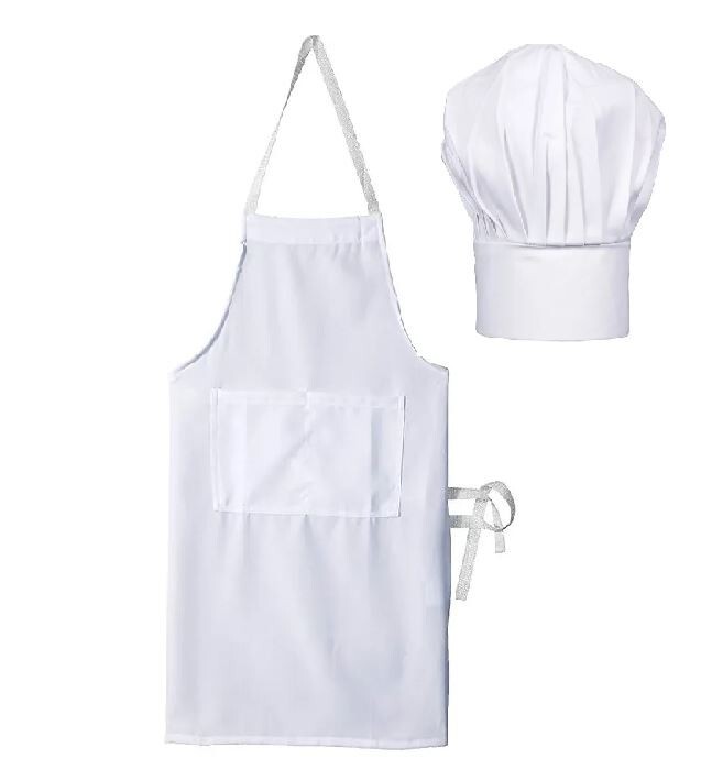 Chef Apron and Hat Set  Adult Size Small Adjustable White