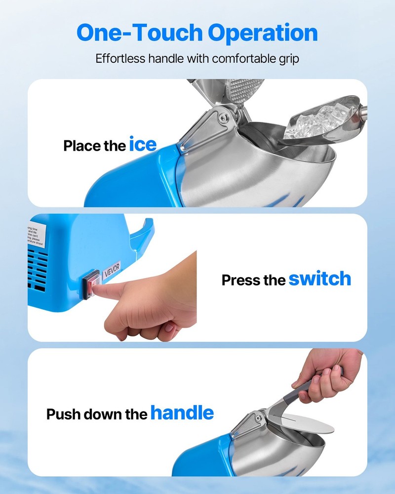 Electric Ice Crusher - 286LBS/H Snow Cone Maker, Compact & Efficient