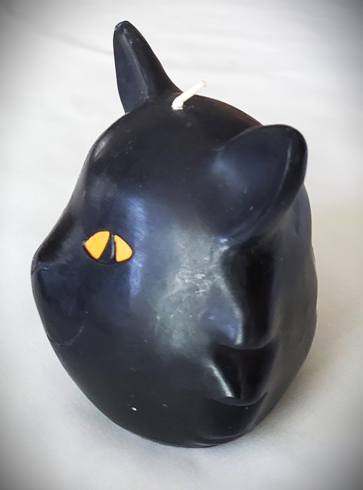 Halloween Black Cat Head Candle