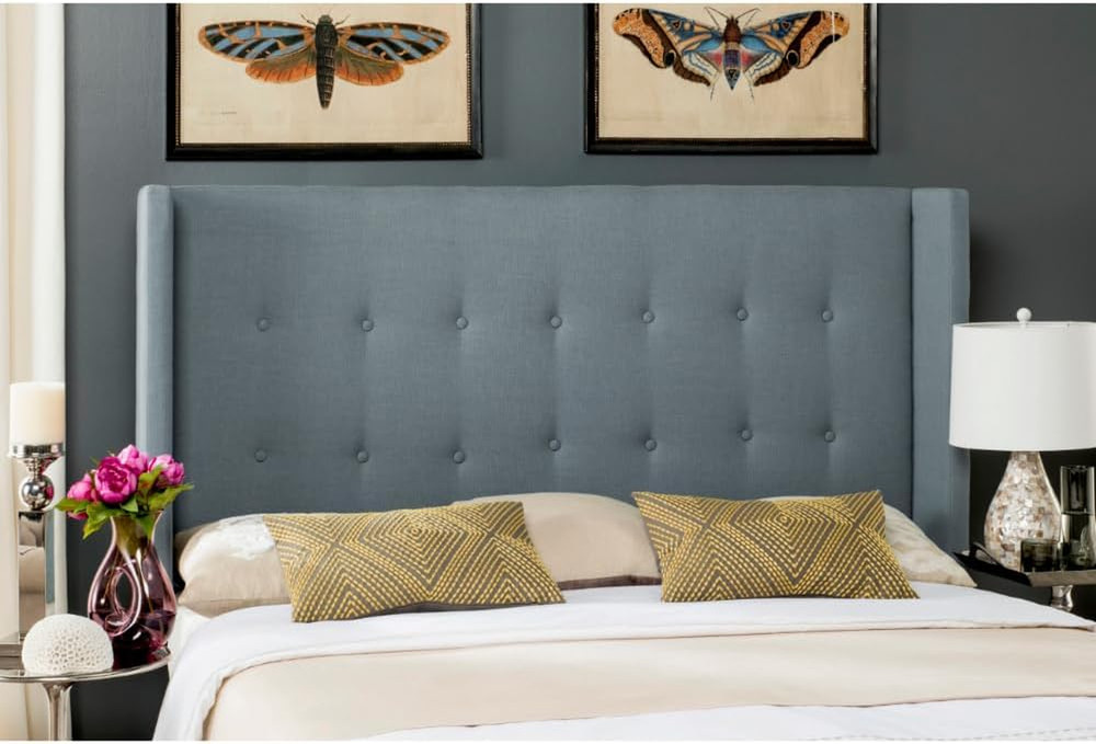 Damon Sky Blue Winged Headboard - Full Size, Stylish Mercer Collection