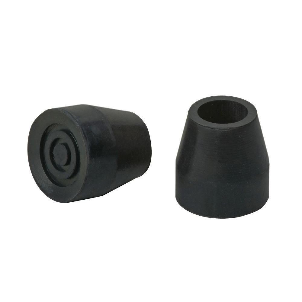 2 Pack Walker Replacement Tips with Metal Insert Black 3/4” OD