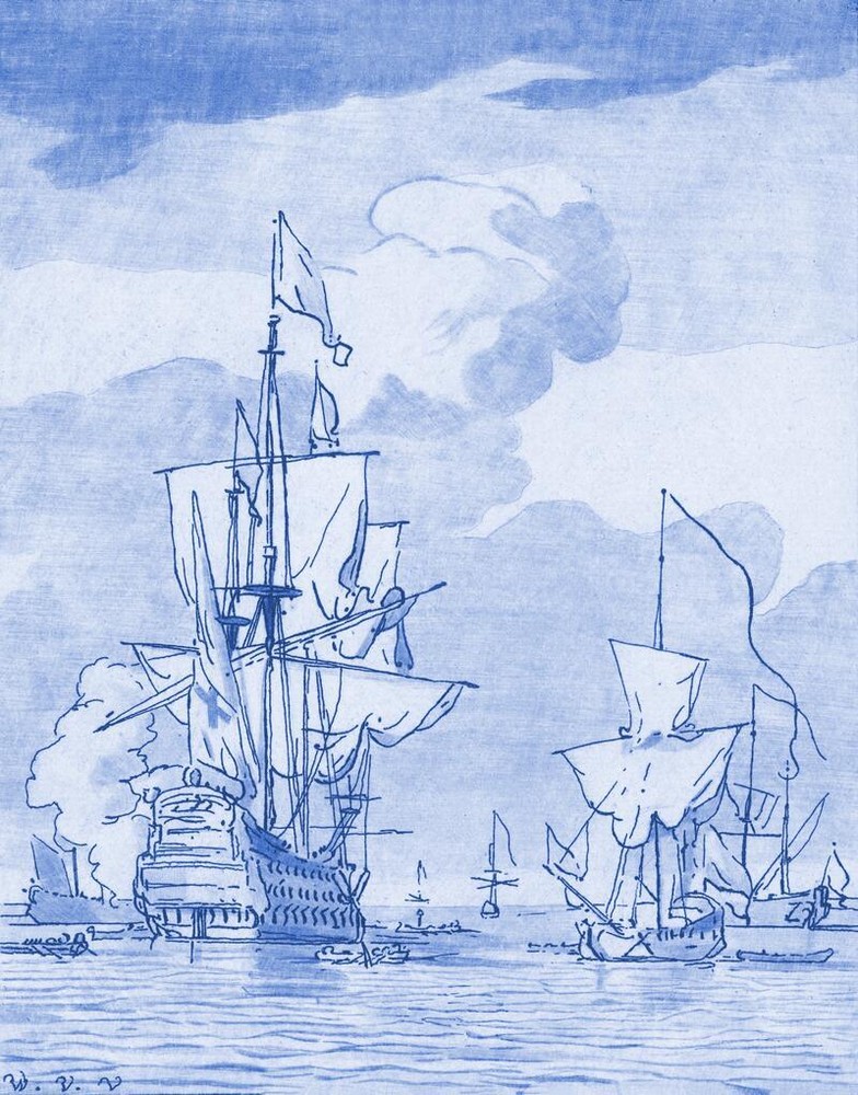 Ceramic Tile Mural Kitchen Backsplash - Delft Ships - Amsterdam Dutch Art