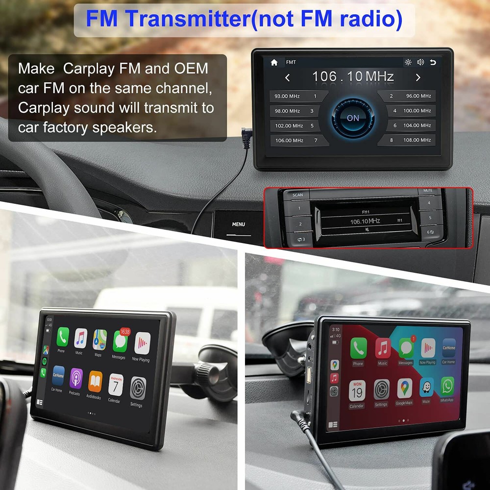 PORTABLE 7" WIRELESS CARPLAY / ANDROID AUTO REVERSING CAMERA SUITS IVECO