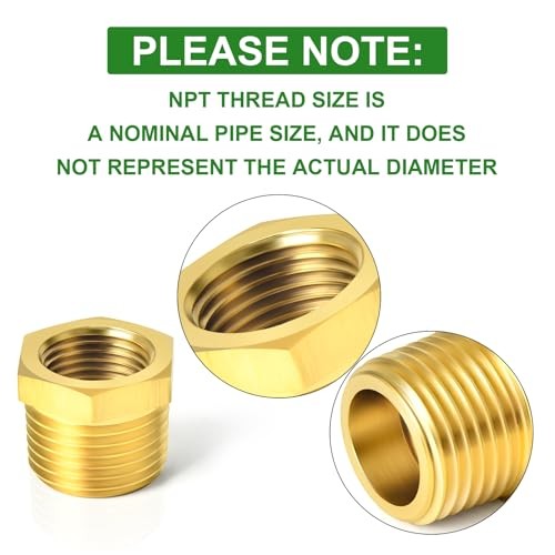 PCS Brass Reducer Hex Bushing Threaded Pipe Fitting 1/4" MNPT x 1/8" FNPT 10