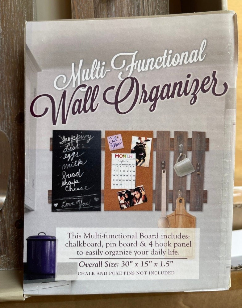 Enhanced Multi-Functional Wall Organizer: Cork Board, Chalk Board & Hook Panel