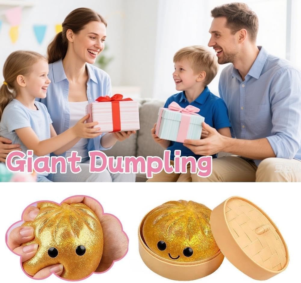 Dumpling Squishies,Glitter Dumpling, Glitter Squishy with Small, White