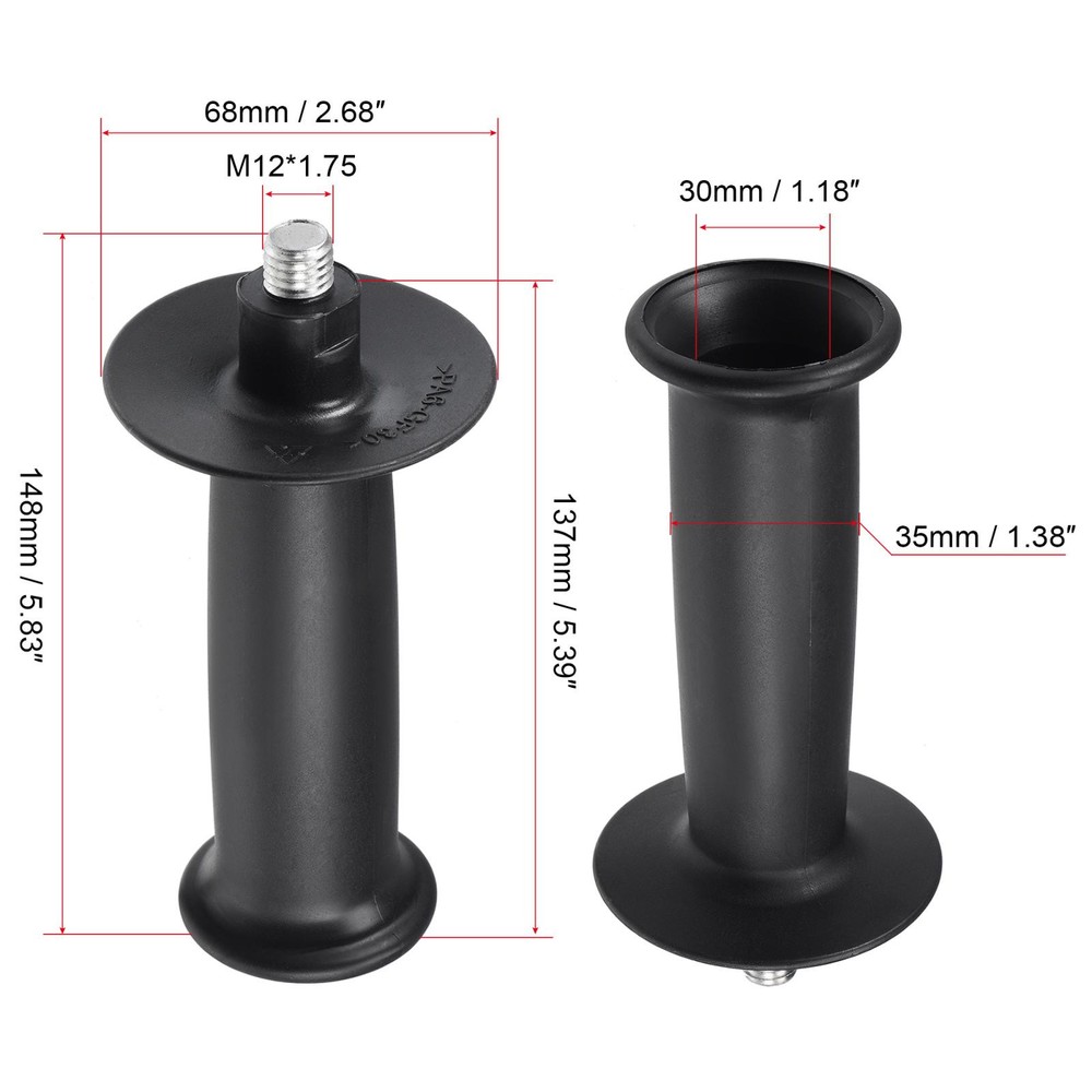 Side Handle, Auxiliary M12 Thread for Angle Grinding Plastic 2 Pcs