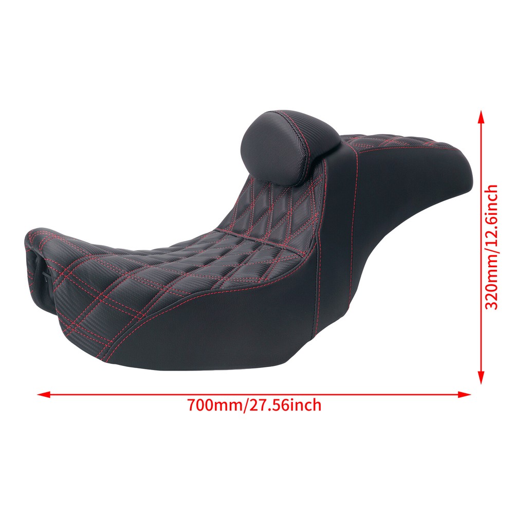 Step Up Red Stitching Seat & Backrest Driver For Harley Dyna Switchback 06-17