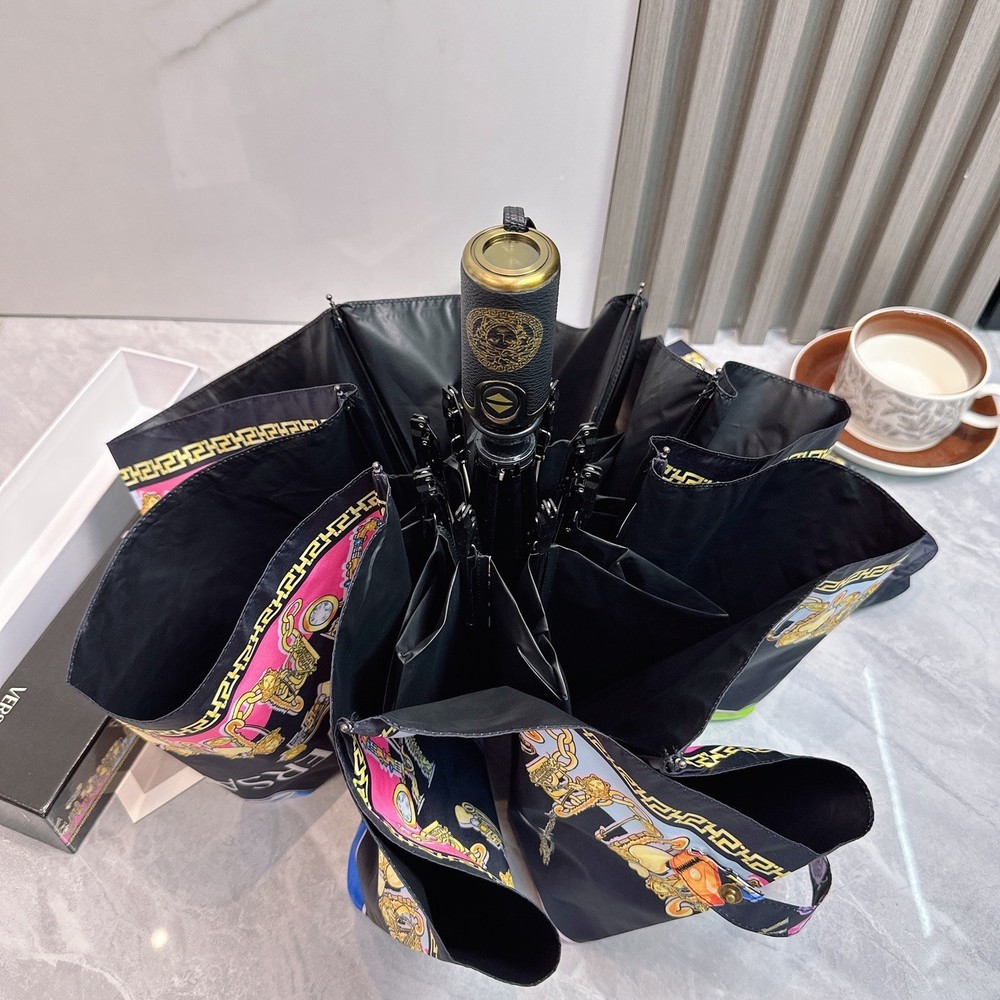 Versace Black Perfume Pattern Umbrella Automatic 3-Fold Sun Rain Parasol