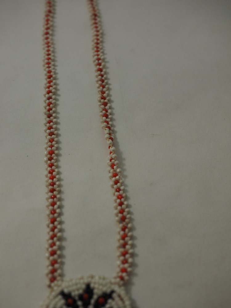 Vintage Handmade Micro Beaded Triple Panel Sunburst Necklace 24"