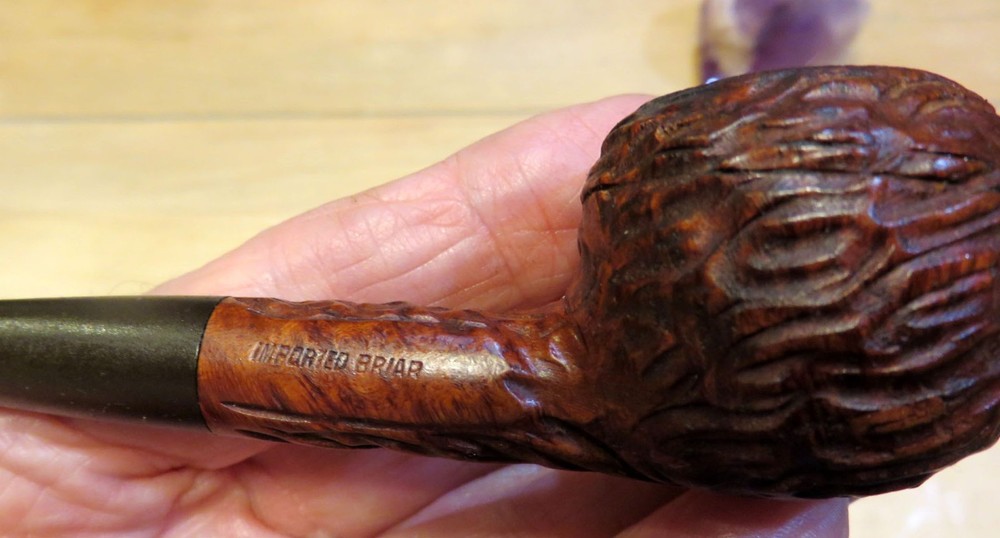 Lord Eden Rustic Briar Pipe Rhodesian Shape Straight Push-In Stem w/ Stinger