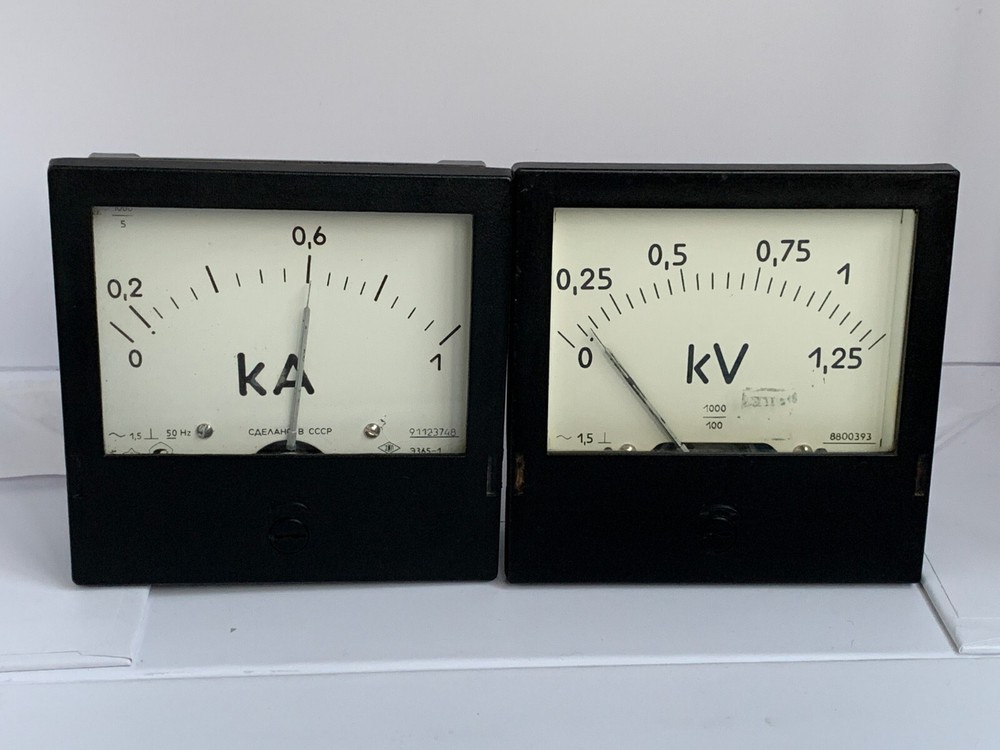 Vintage ammeter Soviet Voltmeter Industrial design Bakelite case 2pcs