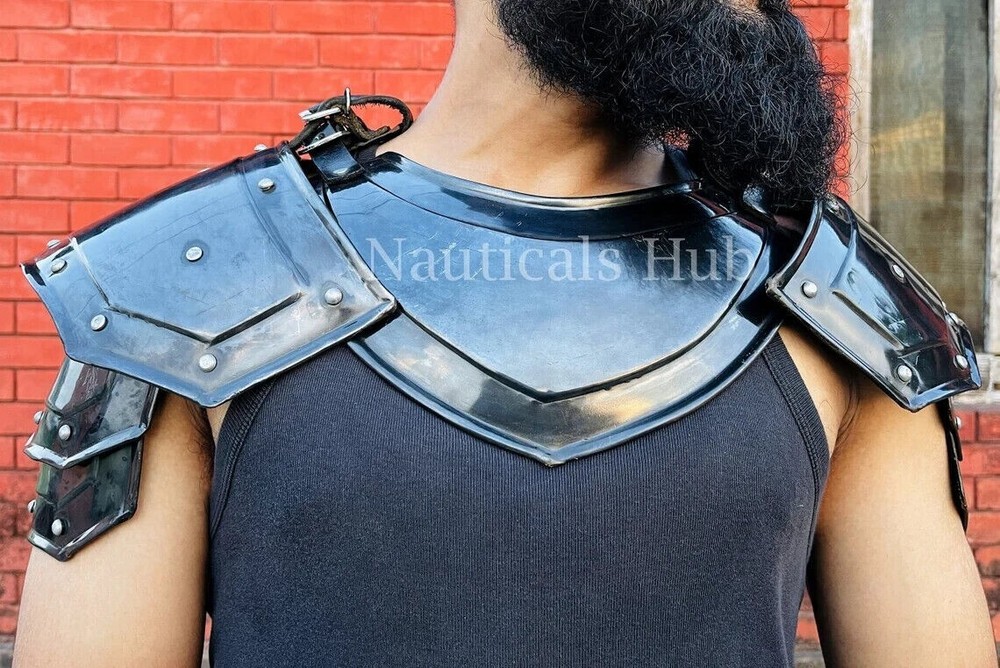Medieval gorget shoulder set Larp armor orbweaver gorget set Medieval gorget