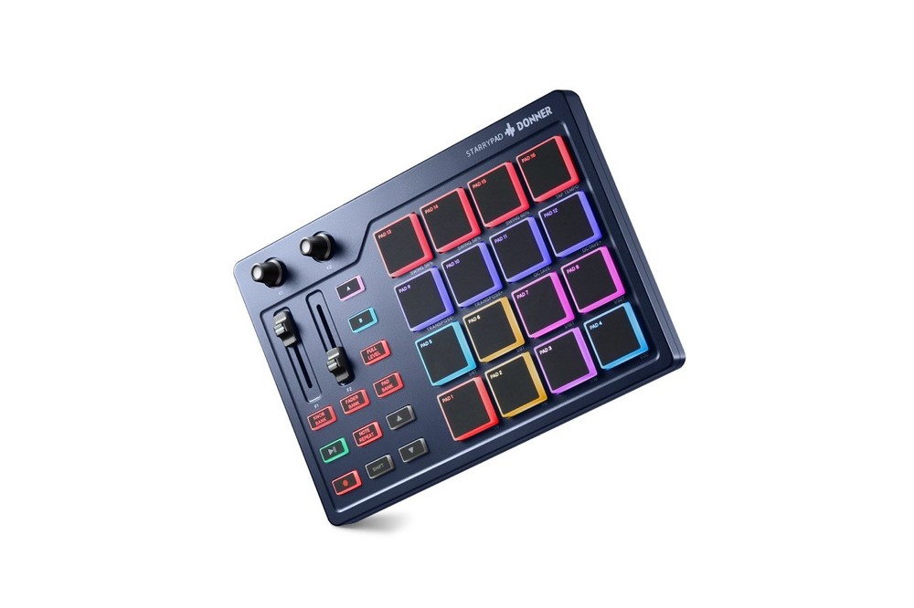 Donner STARRYPAD Drum Machine 16 Beat Pads USB MIDI Controller Blue