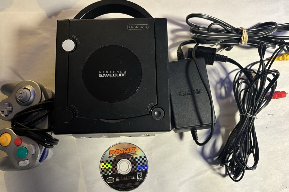 Nintendo GameCube Black DOL-001 Console TESTED w/ Controller MARIO Double Dash
