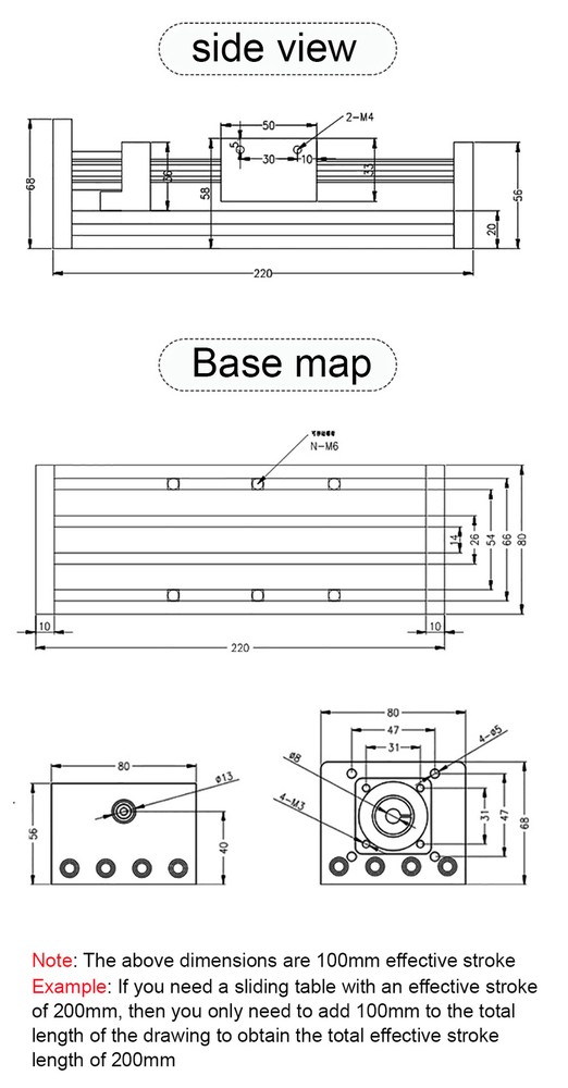 Linear Guide Stage Rail Motion Slide Stage Actuator ＆ Motor Stepper Stroke CNC