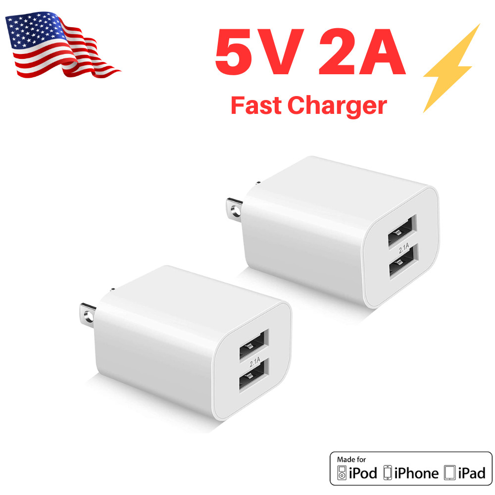 Dual Port USB Fast Wall Charger Block Power Adapter Cube For iPhone iPad Android