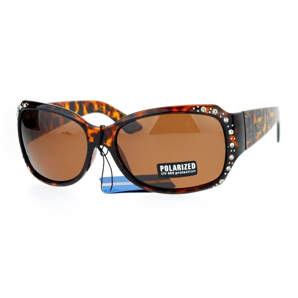 Anti Glare Polarized Womens Rhinestone Plastic Rectangular Butterfly Sunglasses
