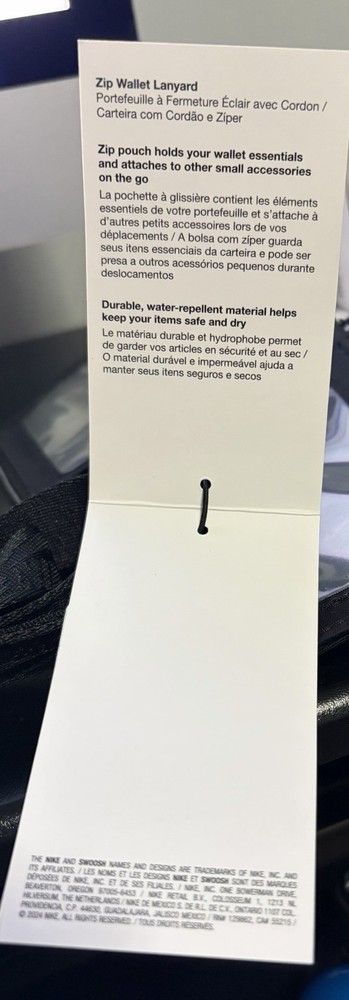 BNWT NIKE TECH STATEMENT ZIP WALLET LANYARD BLACK CARD HOLDER