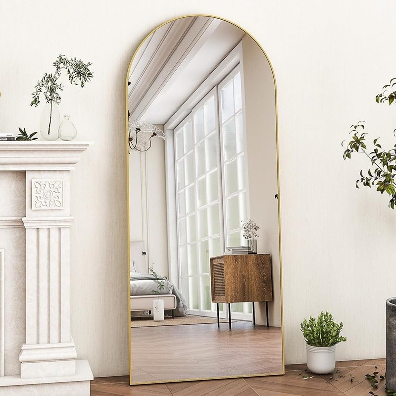 Arched Full Length Mirror Explosion Proof Glass Elegant Home Decor Easy Install