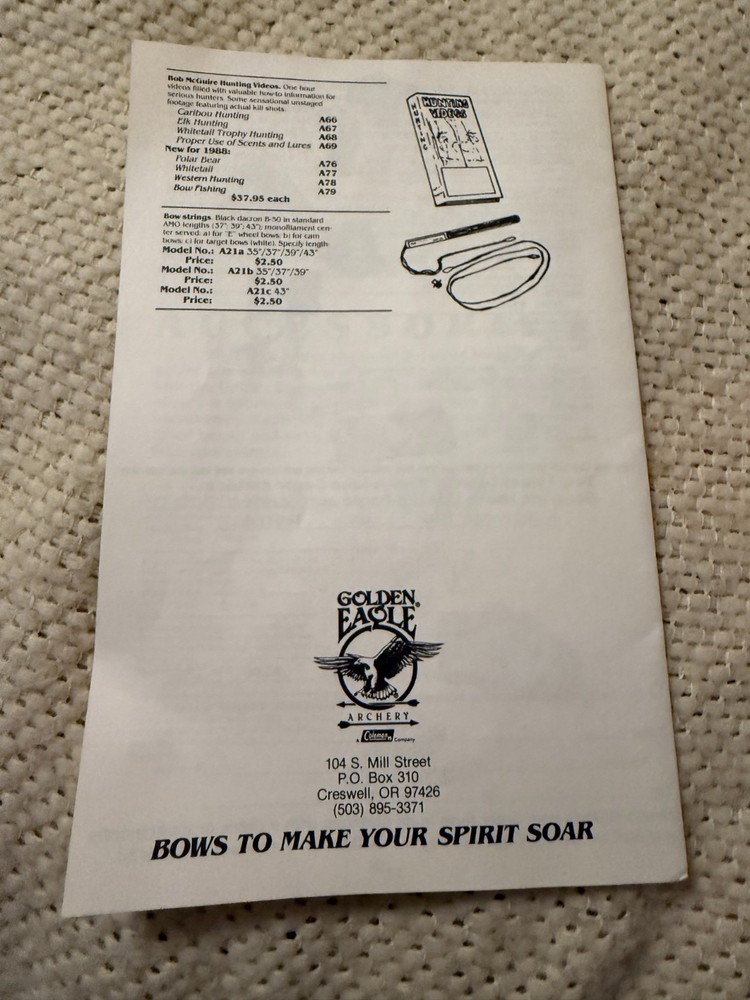 Golden Eagle Archery Owners Manual