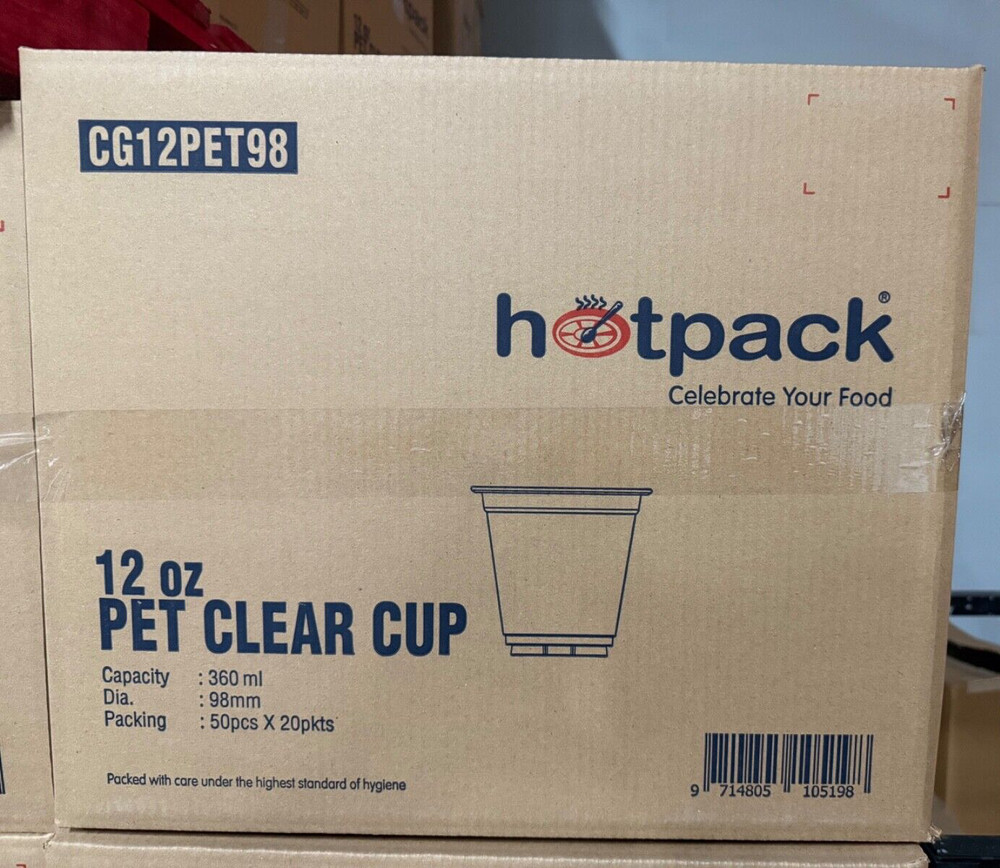 Hotpack 12oz PET Squat Clear Cup - Free S/H