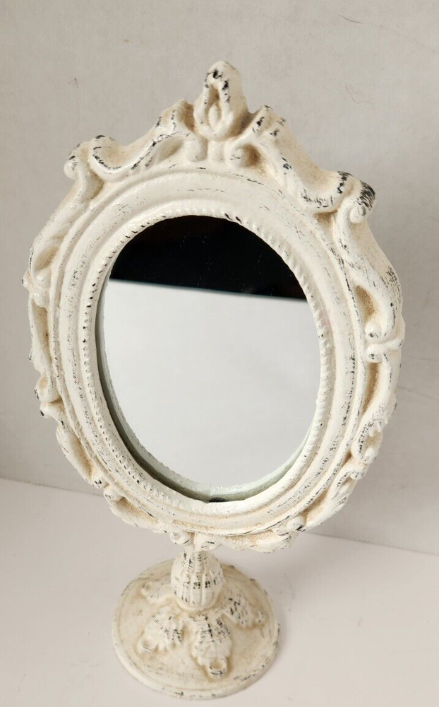 Cast Iron Frame Vanity Mirror Stand Shabby Chic Boho Victorian Decor 10"