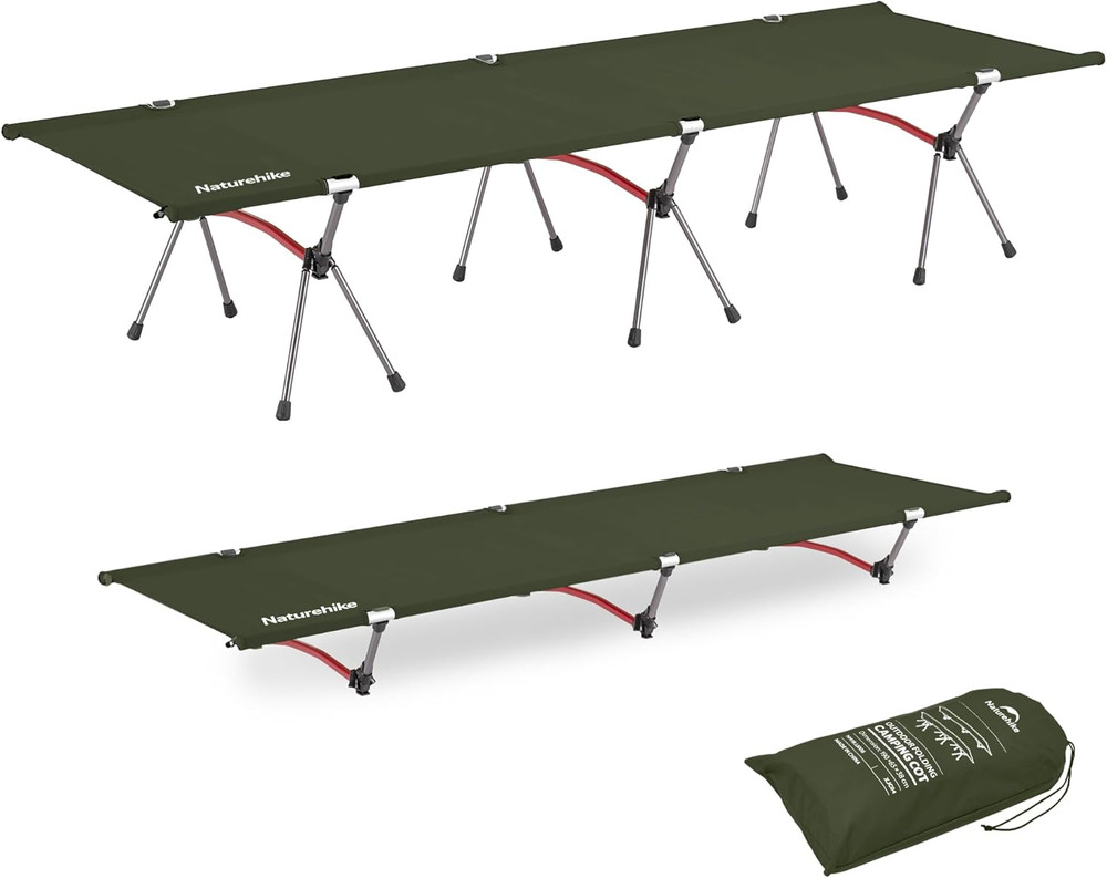 Armywild Folding Camping Cot, Height Adjustable Ultralight Backpacking Cot, Port