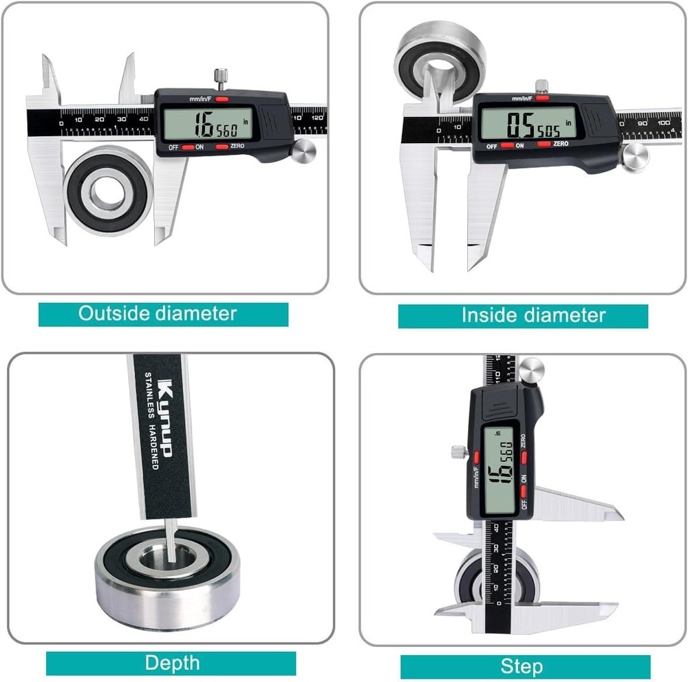 Kynp Digital Caliper, 8 Inch Micrometer Caliper Tool, Vernier 8Inch, Black