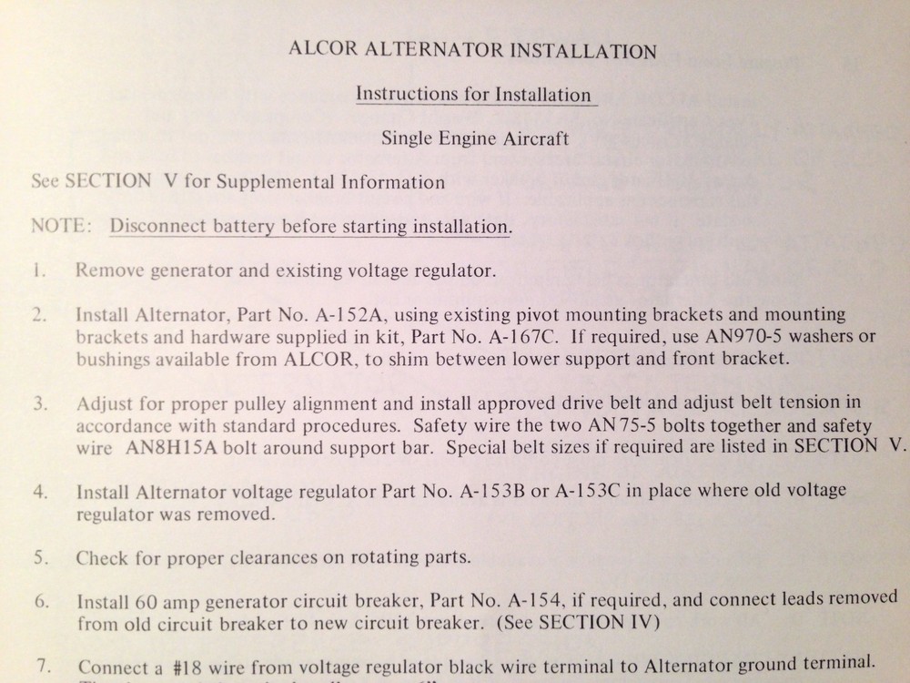 Alcor 1255A Alternator Install Manual