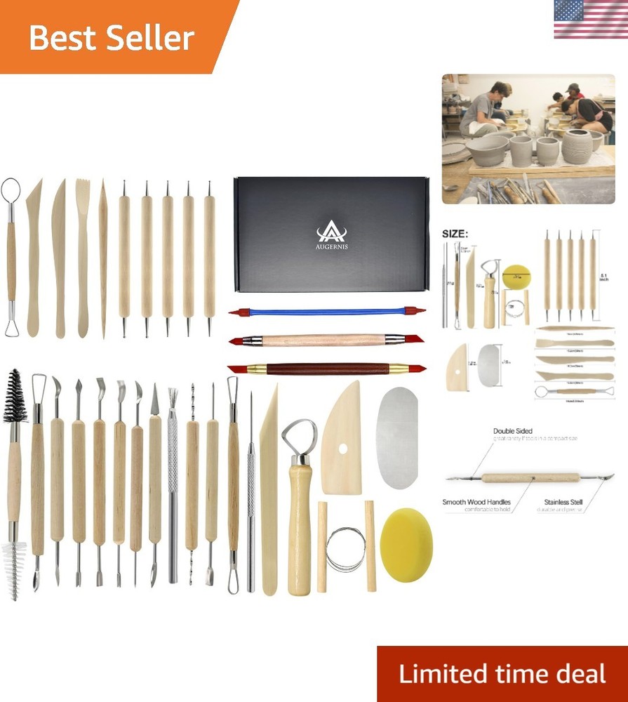 Professional Quality Clay Carving Tools Set - 32 Double-Sided Sculpting Tools