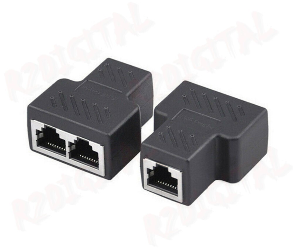 2x Ethernet F/F LAN NETWORK SPLITTER EXTENDER INTERNET CONNECTOR SOCKET