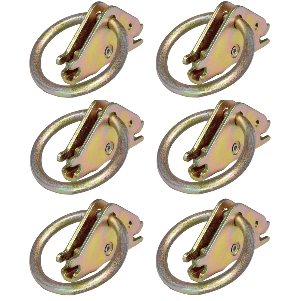 6 Pack E Track 2" O Ring Tie Down Fitting for Enclosed Trailer Tie Down Strap