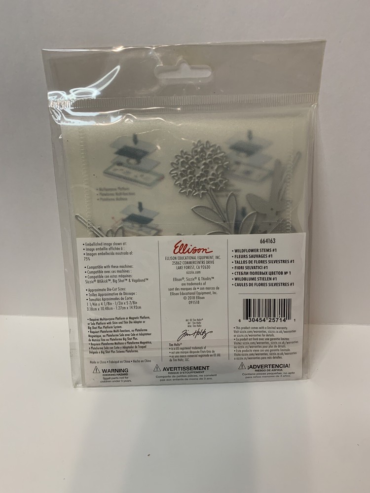 Sizzix Tim Holtz Wildflower Stems Thinlits 5 Dies Mixed Media Paper Crafts
