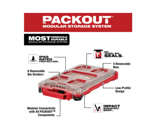 PACKOUT 5-Compartment Low-Profile Compact Small Parts Organizer