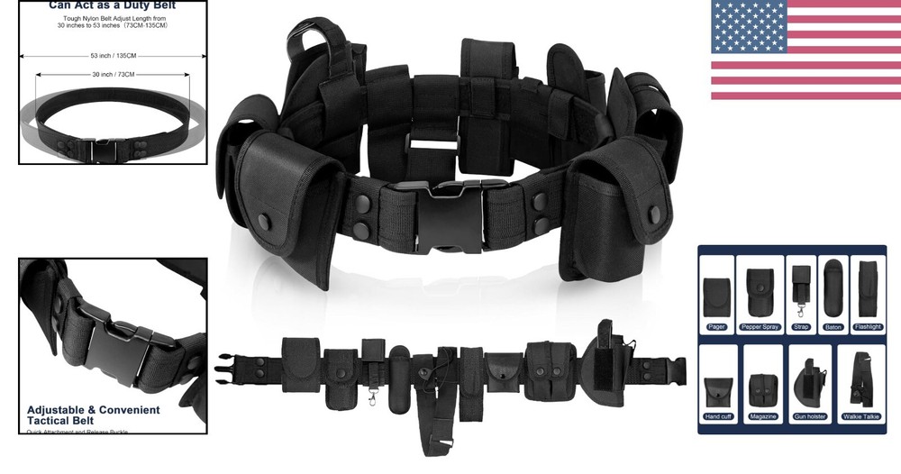 Adjustable Tactical Duty Belt Set with Complete Holsters - Security Essentials