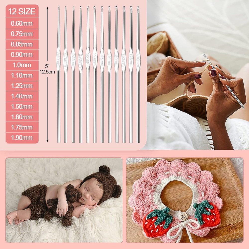 Crochet Kit for Beginners 59pcs Includes Yarn Hooks Accessories Storage