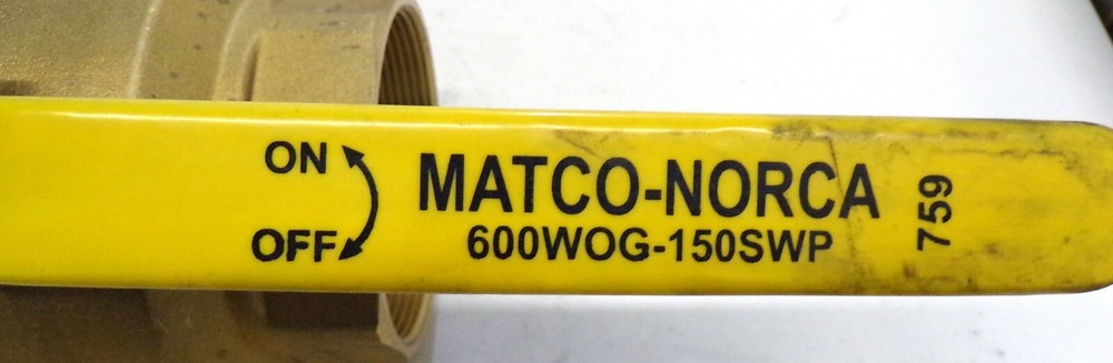 MATCO NORCA BALL VALVE, 759, 4" THREADED FORGED BRASS
