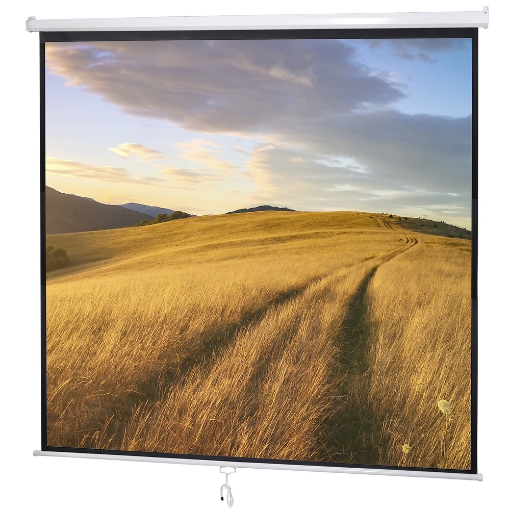 84 inch Pull Down Projector Screen Foldable and Portable Sided 1:1 Ratio White