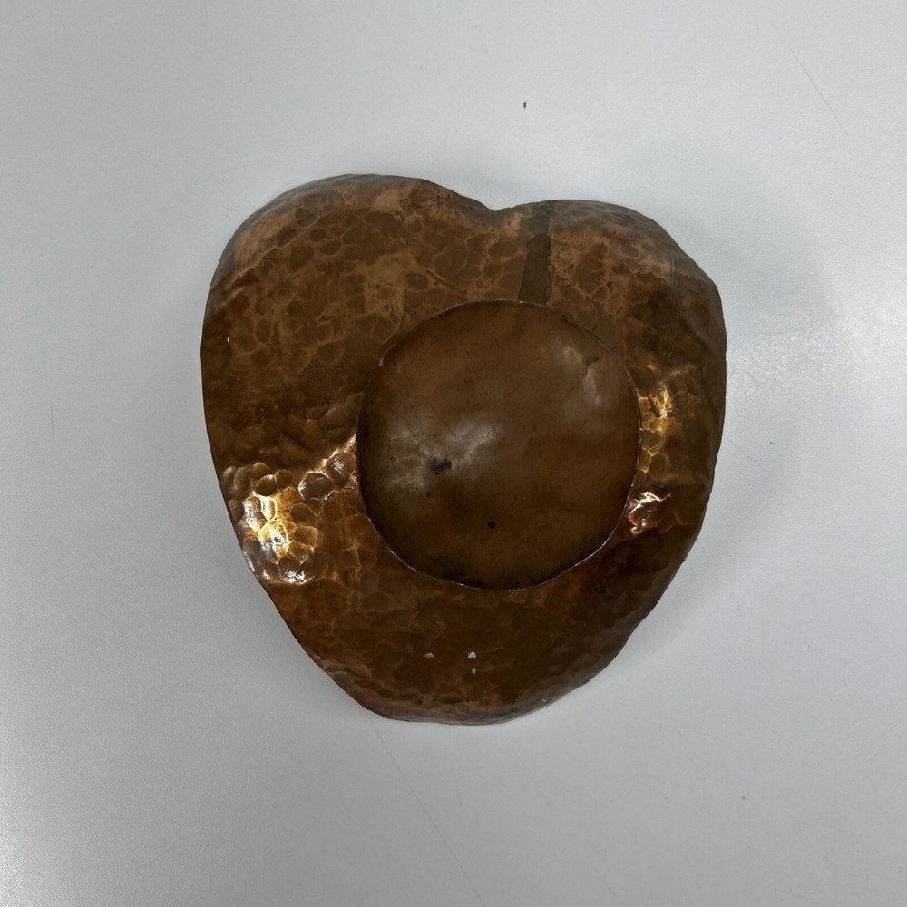 Hammered Copper Heart Shaped Trinket Dish Bowl