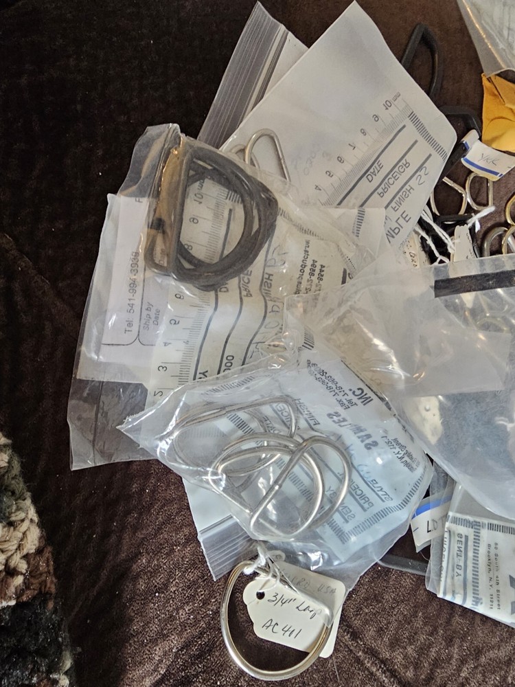 84ish Misc Metal, Plastic, Sewable D Rings