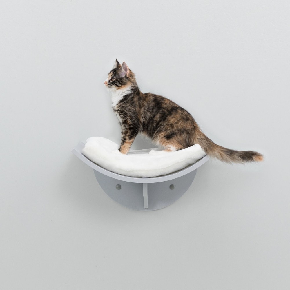 Lorena Space Saving Wall Mounted Cat Perch with Soft Cushion, Gray