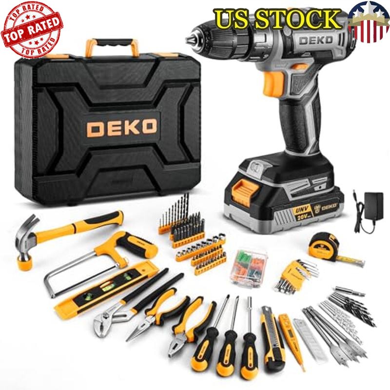 Cordless Drill Tool Set 20V Home Hand Repair Basic Toolbox Tools Set Drills Case